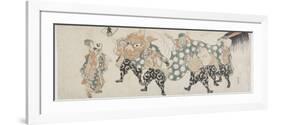 Six Male Gods Performing the Lion Dance, 1797-1819-Katsushika Hokusai-Framed Premium Giclee Print