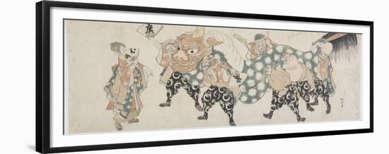 Six Male Gods Performing the Lion Dance, 1797-1819-Katsushika Hokusai-Framed Premium Giclee Print