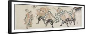 Six Male Gods Performing the Lion Dance, 1797-1819-Katsushika Hokusai-Framed Premium Giclee Print