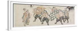 Six Male Gods Performing the Lion Dance, 1797-1819-Katsushika Hokusai-Framed Premium Giclee Print