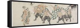 Six Male Gods Performing the Lion Dance, 1797-1819-Katsushika Hokusai-Framed Stretched Canvas