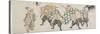 Six Male Gods Performing the Lion Dance, 1797-1819-Katsushika Hokusai-Stretched Canvas
