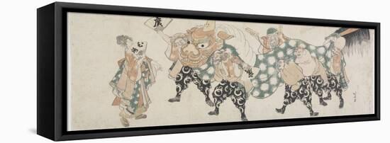 Six Male Gods Performing the Lion Dance, 1797-1819-Katsushika Hokusai-Framed Stretched Canvas