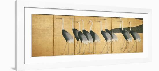 Six-Panel Screen Depicting Cranes, Edo Period-Ogata Korin-Framed Giclee Print