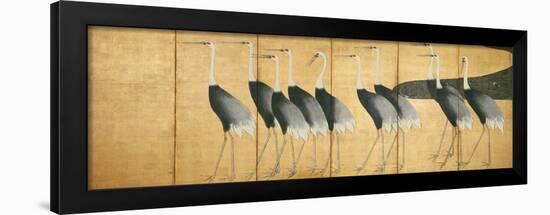 Six-Panel Screen Depicting Cranes, Edo Period-Ogata Korin-Framed Giclee Print