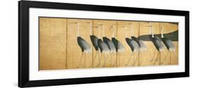 Six-Panel Screen Depicting Cranes, Edo Period-Ogata Korin-Framed Giclee Print