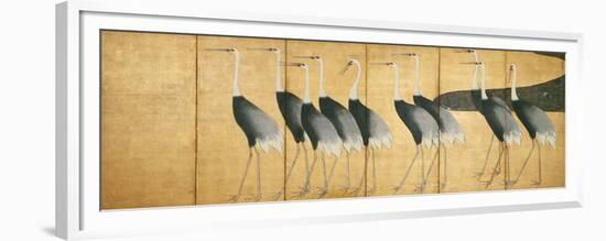 Six-Panel Screen Depicting Cranes, Edo Period-Ogata Korin-Framed Giclee Print