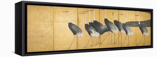 Six-Panel Screen Depicting Cranes, Edo Period-Ogata Korin-Framed Stretched Canvas