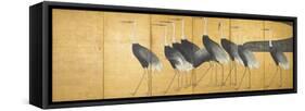 Six-Panel Screen Depicting Cranes, Edo Period-Ogata Korin-Framed Stretched Canvas