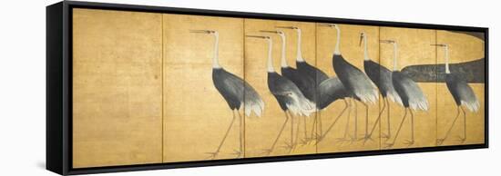 Six-Panel Screen Depicting Cranes, Edo Period-Ogata Korin-Framed Stretched Canvas