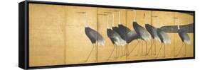 Six-Panel Screen Depicting Cranes, Edo Period-Ogata Korin-Framed Stretched Canvas
