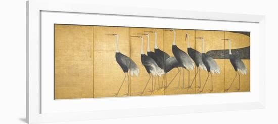 Six-Panel Screen Depicting Cranes, Edo Period-Ogata Korin-Framed Giclee Print