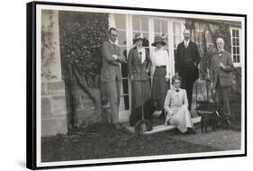 Six People with Two Dogs in a Garden-null-Framed Stretched Canvas