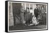 Six People with Two Dogs in a Garden-null-Framed Stretched Canvas