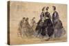 Six personnages sur une plage-Eugène Boudin-Stretched Canvas