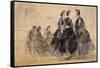 Six personnages sur une plage-Eugène Boudin-Framed Stretched Canvas