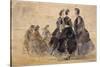 Six personnages sur une plage-Eugène Boudin-Stretched Canvas