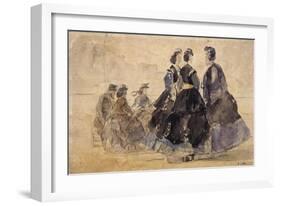 Six personnages sur une plage-Eugène Boudin-Framed Giclee Print