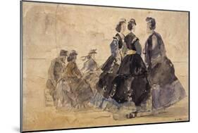 Six personnages sur une plage-Eugène Boudin-Mounted Giclee Print