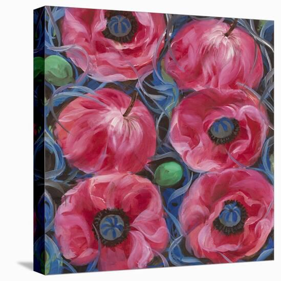 Six Pink Poppies-li bo-Stretched Canvas