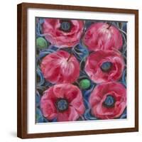 Six Pink Poppies-li bo-Framed Giclee Print