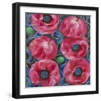 Six Pink Poppies-li bo-Framed Giclee Print