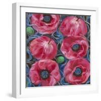 Six Pink Poppies-li bo-Framed Giclee Print