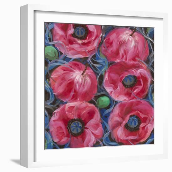 Six Pink Poppies-li bo-Framed Giclee Print