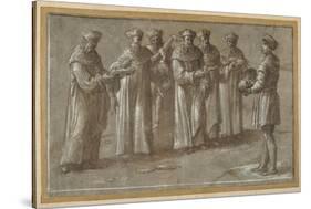 Six Professors of Anatomy, Discussing a Skull and Flayed Limbs-Biagio Pupini-Stretched Canvas