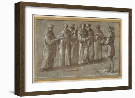 Six Professors of Anatomy, Discussing a Skull and Flayed Limbs-Biagio Pupini-Framed Giclee Print