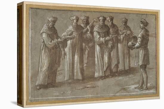 Six Professors of Anatomy, Discussing a Skull and Flayed Limbs-Biagio Pupini-Stretched Canvas