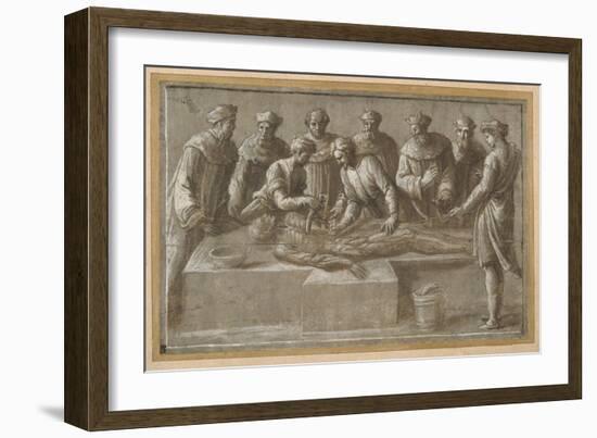 Six Professors of Anatomy, Dissecting a Flayed Male Corpse-Biagio Pupini-Framed Giclee Print