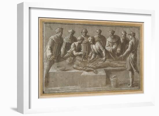 Six Professors of Anatomy, Dissecting a Flayed Male Corpse-Biagio Pupini-Framed Giclee Print