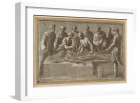 Six Professors of Anatomy, Dissecting a Flayed Male Corpse-Biagio Pupini-Framed Giclee Print