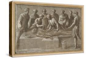 Six Professors of Anatomy, Dissecting a Flayed Male Corpse-Biagio Pupini-Stretched Canvas