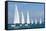 Six Sailing Ship Yachts with White Sails in A Row-dmbaker-Framed Stretched Canvas