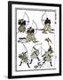 Six Samurai, 1817-Katsushika Hokusai-Framed Giclee Print