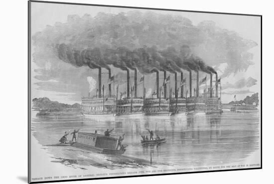 Six Steamboats Carry Federal Troops from Pennsylvania Down the Ohio River to the Front in Kentucky-Frank Leslie-Mounted Art Print