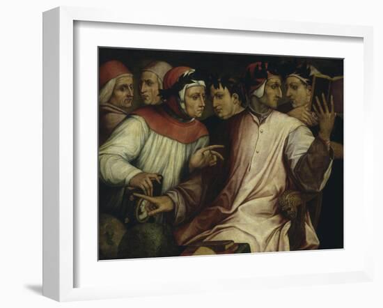 Six Tuscan Poets: Dante, Petrarch, Boccaccio, Cavalcanti, Ficino and Landino-Giorgio Vasari-Framed Giclee Print