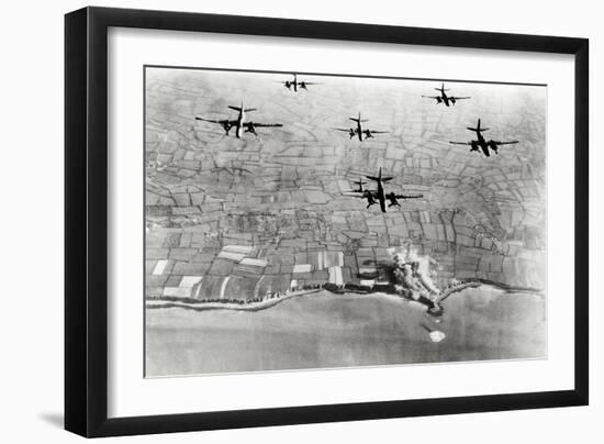 Six U.S. A-20 Bombers Have Bombed German Positions at the Pointe Du Hoc Coastal Battery-null-Framed Premium Photographic Print