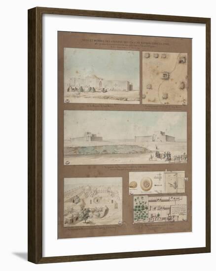 Six Views and Drawings of Lake Natron in Libya-Henri Joseph Redoute-Framed Giclee Print