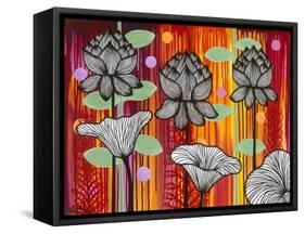 Six White Stripe Flowers-Carla Bank-Framed Stretched Canvas