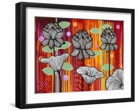 Six White Stripe Flowers-Carla Bank-Framed Giclee Print