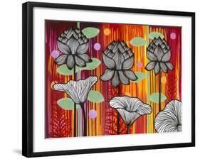 Six White Stripe Flowers-Carla Bank-Framed Giclee Print