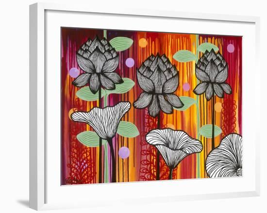 Six White Stripe Flowers-Carla Bank-Framed Giclee Print