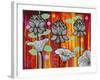 Six White Stripe Flowers-Carla Bank-Framed Giclee Print