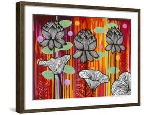 Six White Stripe Flowers-Carla Bank-Framed Giclee Print