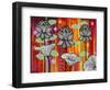 Six White Stripe Flowers-Carla Bank-Framed Giclee Print