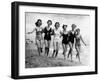 Six Women, in Swimsuits, Run in a Row Along a Beach, 1942-null-Framed Premium Photographic Print