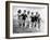 Six Women, in Swimsuits, Run in a Row Along a Beach, 1942-null-Framed Photographic Print